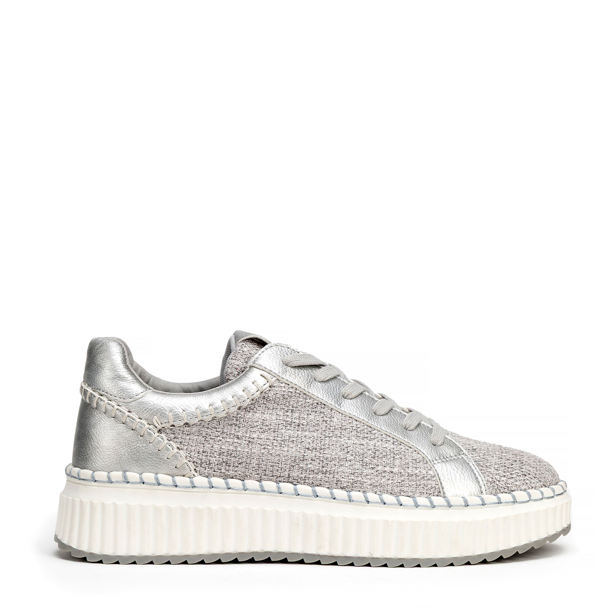 Dámske kožené sneakersy strieborné 100-DP-405-8