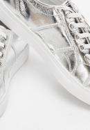 Damskie sneakersy z metalicznej skóry, srebrny, 94-D-954-G-37, Zdjęcie 8