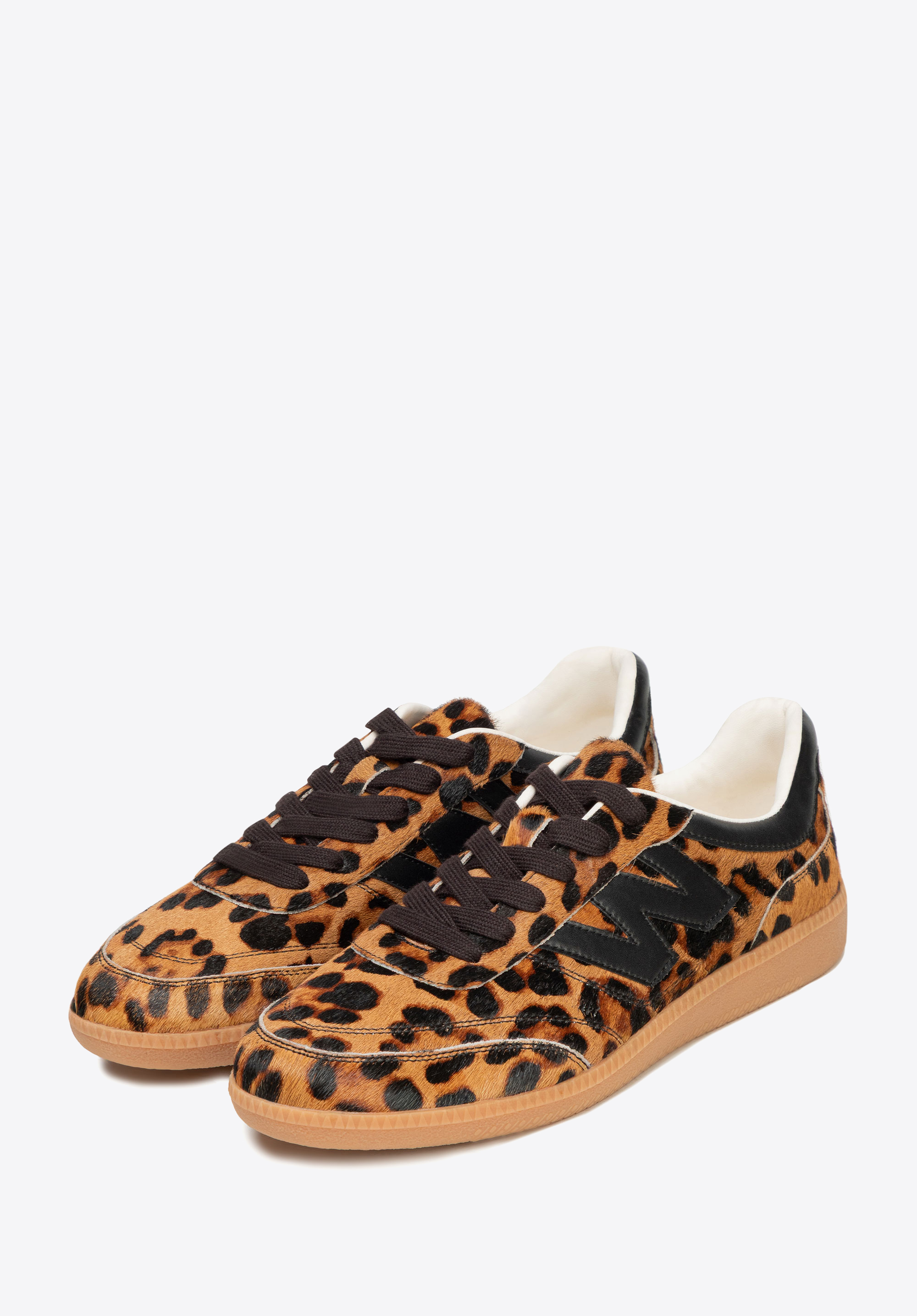 Damskie sneakersy z naturalnego włosia, brązowo-czarny, 102-D-361-4-36, Zdjęcie 1