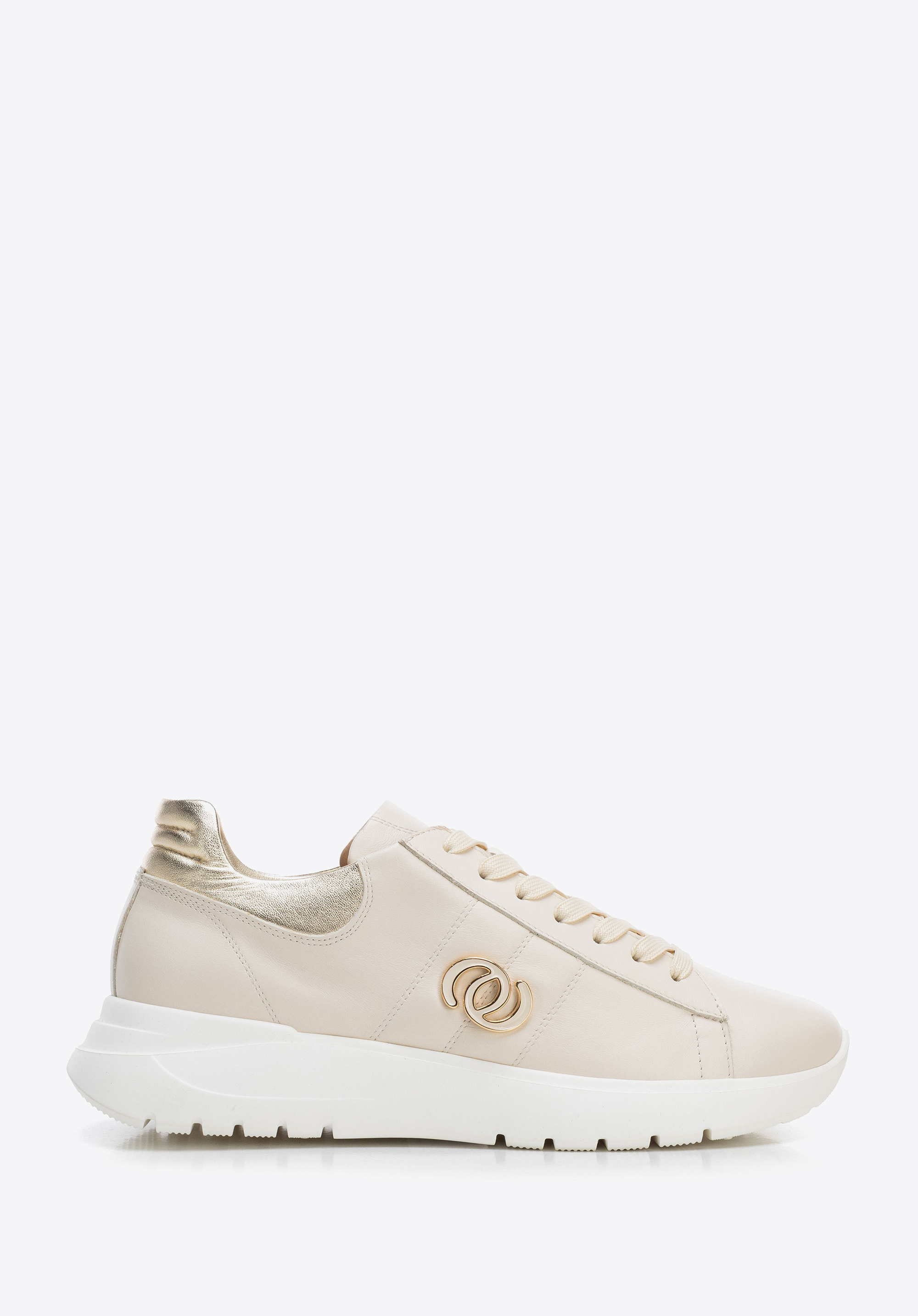 Damskie sneakersy z naturalnej skóry, beżowy, 100-D-101-9-40, Zdjęcie 1