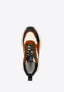 Damskie sneakersy z połyskującą wstawką, brązowo-kremowy, 96-D-952-1-40, Zdjęcie 4