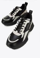 Damskie sneakersy z połyskującą wstawką, czarno-beżowy, 96-D-952-1-38, Zdjęcie 7