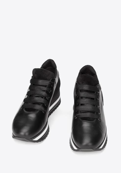 Leather fashion flatform trainers, black, 93-D-652-1-40, Photo 2