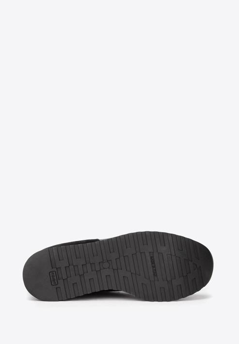 Damskie sneakersy z trzech rodzajów skóry na platformie, czarny, 93-D-652-1-40, Zdjęcie 6