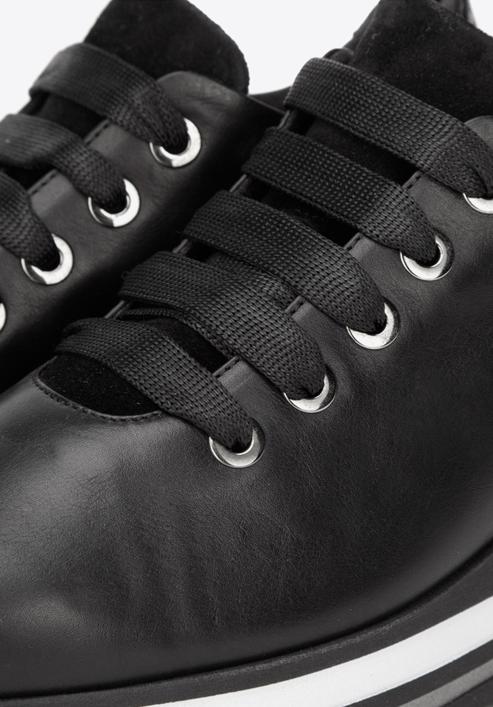 Leather fashion flatform trainers, black, 93-D-652-Z-37, Photo 8
