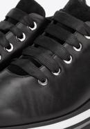 Damskie sneakersy z trzech rodzajów skóry na platformie, czarny, 93-D-652-Z-37, Zdjęcie 8