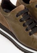 Leather fashion flatform trainers, khaki green, 93-D-652-1-40, Photo 8