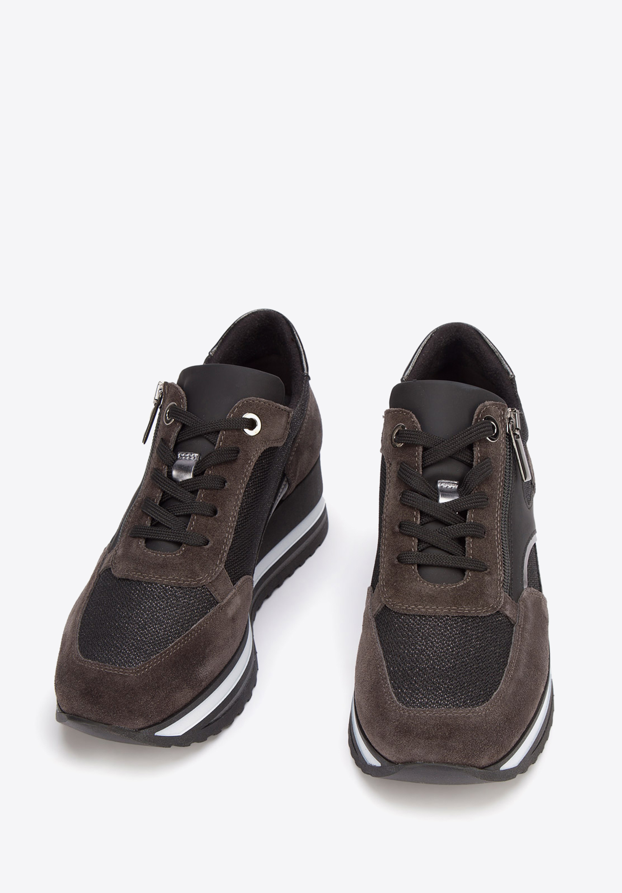 Damskie sneakersy zamszowe z suwakiem, brązowy, 93-D-651-8-36, Zdjęcie 1
