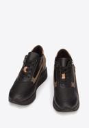Damskie sneakersy zamszowe z suwakiem na platformie, czarny, 93-D-655-X1-41, Zdjęcie 2