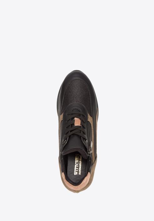 Damskie sneakersy zamszowe z suwakiem na platformie, czarny, 93-D-655-X1-41, Zdjęcie 4