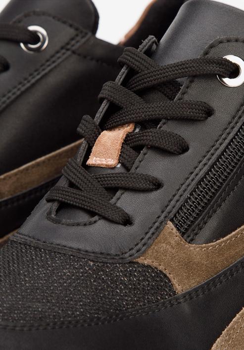 Damskie sneakersy zamszowe z suwakiem na platformie, czarny, 93-D-655-X1-41, Zdjęcie 7