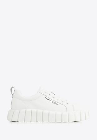 Women's leather platform trainers, white, 96-D-951-0-37, Photo 1