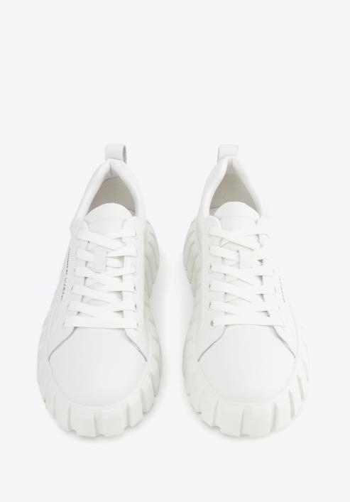 Women's leather platform trainers, white, 96-D-951-1-37, Photo 2