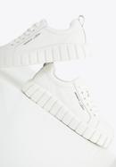 Damskie sneakersy ze skóry na grubej podeszwie, biały, 96-D-951-1-37, Zdjęcie 8