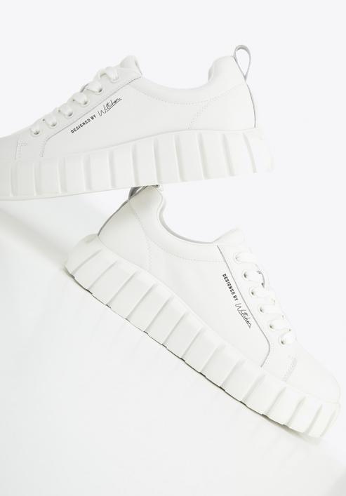 Women's leather platform trainers, white, 96-D-951-1-37, Photo 8