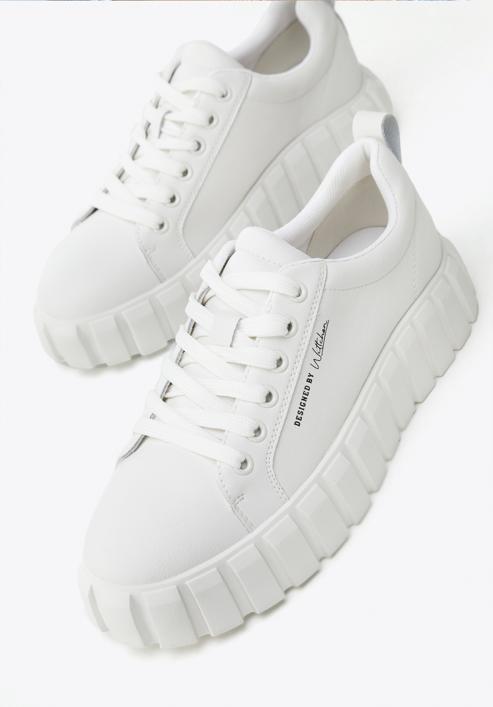 Women's leather platform trainers, white, 96-D-951-1-37, Photo 9