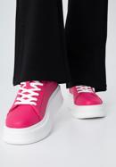 Damskie sneakersy ze skóry na grubej podeszwie klasyczne, różowy, 98-D-961-Y-38, Zdjęcie 15