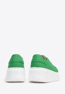 Damskie sneakersy ze skóry na grubej podeszwie klasyczne, zielony, 98-D-961-Y-37, Zdjęcie 4