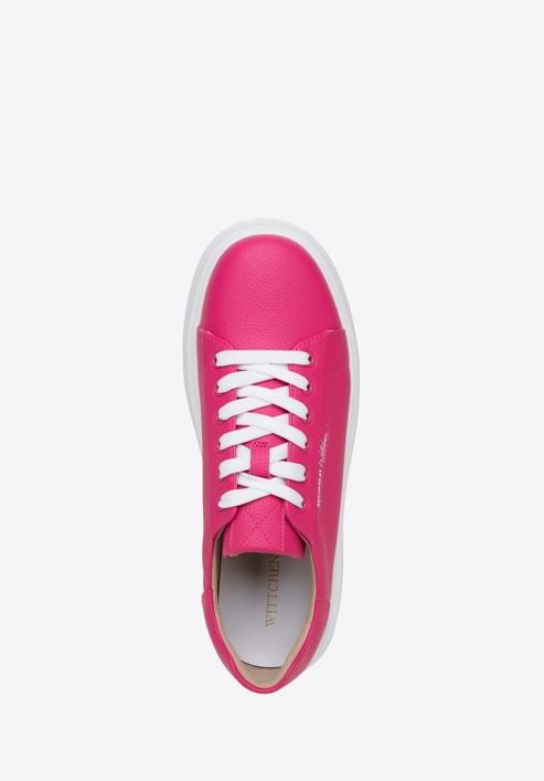 Damskie sneakersy ze skóry na grubej podeszwie klasyczne, różowy, 98-D-961-Y-38, Zdjęcie 7