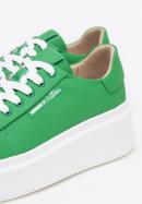 Damskie sneakersy ze skóry na grubej podeszwie klasyczne, zielony, 98-D-961-Z-37, Zdjęcie 8
