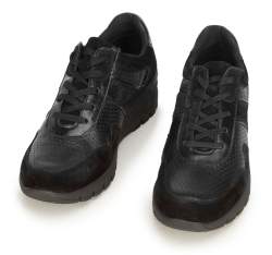 Damskie sneakersy ze skóry na koturnie, czarny, 92-D-300-1-36, Zdjęcie 1
