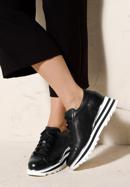 Damskie sneakersy ze skóry perforowanej, czarno-biały, 92-D-104-1-41, Zdjęcie 21