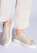 Women's leather fashion trainers, beige, 96-D-102-0-37, Photo 15