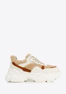 Women's trainers with faux fur detail, white-beige, 96-D-953-1-40, Photo 1