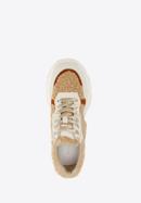 Women's trainers with faux fur detail, white-beige, 96-D-953-9-39, Photo 4