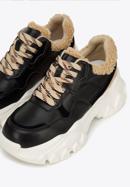 Damskie sneakersy ze sztucznym futrem, czarno-beżowy, 96-D-953-9-39, Zdjęcie 7