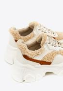 Women's trainers with faux fur detail, white-beige, 96-D-953-9-39, Photo 8