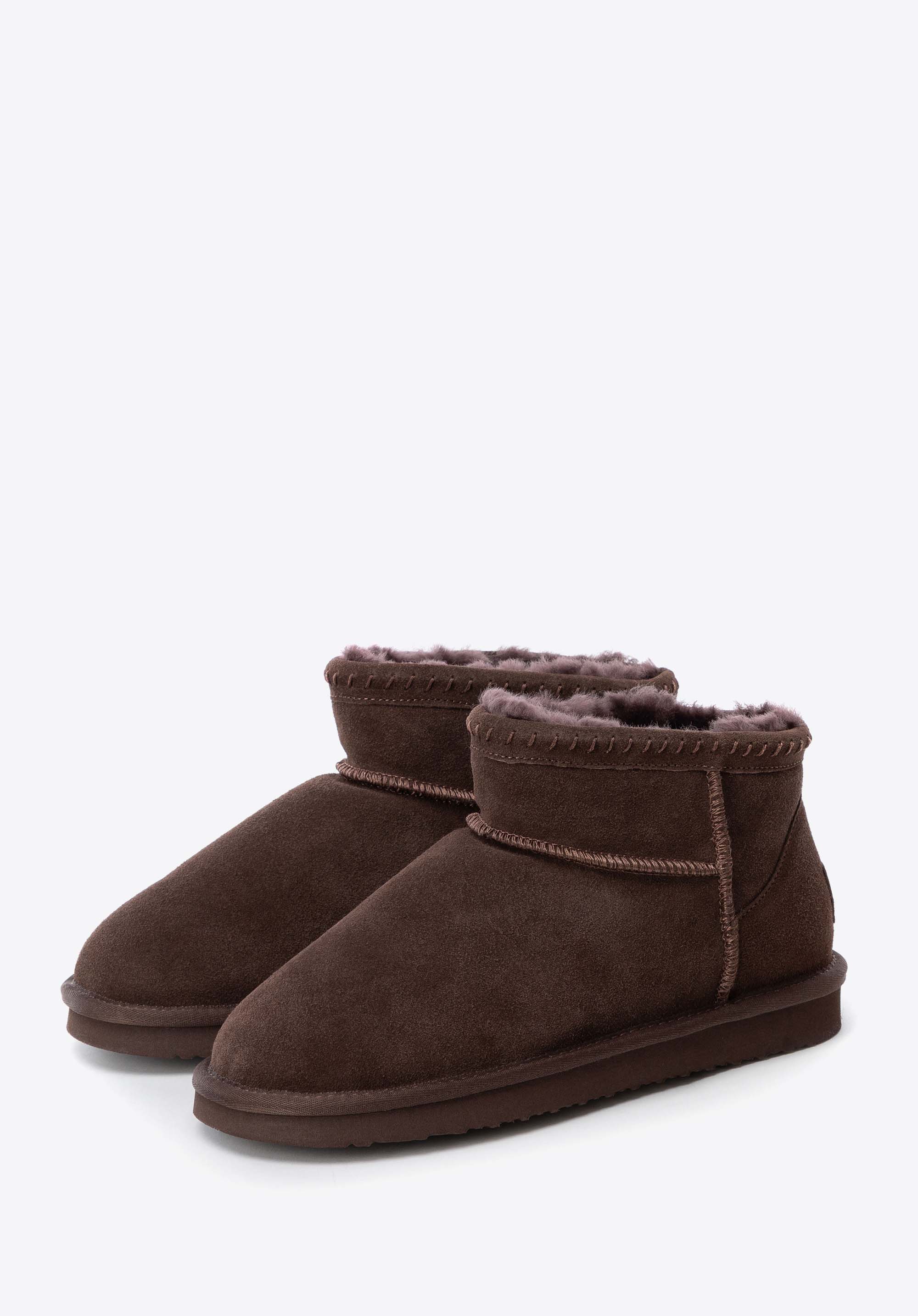 Women's suede snow boots with wool lining, dark brown, 103-D-850-4-40, Photo 1