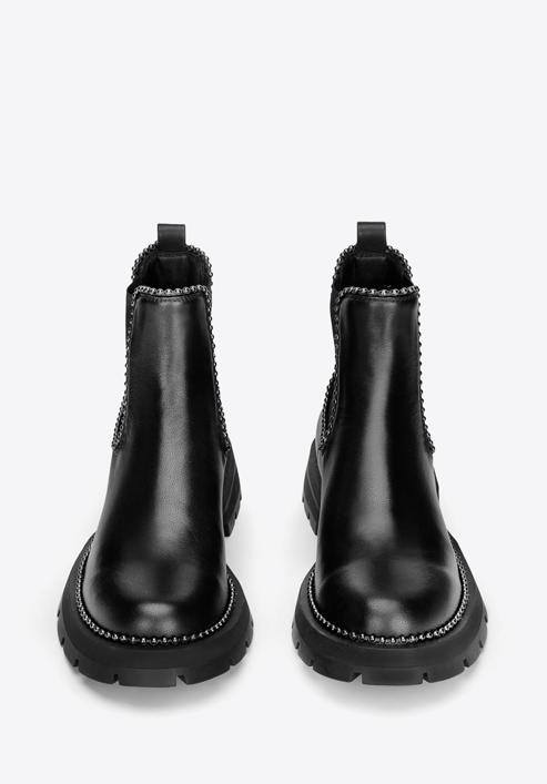 Platform leather ankle boots, black-graphite, 93-D-508-1G-37, Photo 3