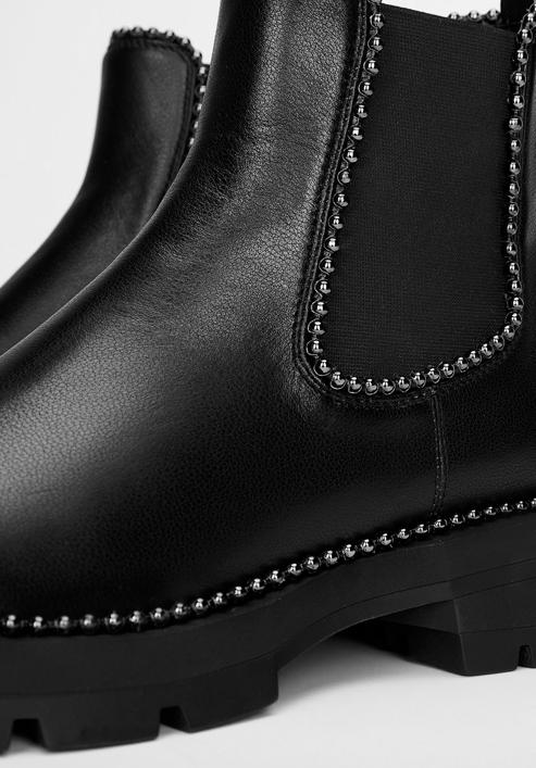 Platform leather ankle boots, black-graphite, 93-D-508-1G-37, Photo 8