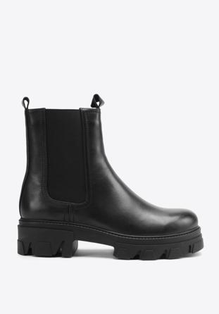 Platform leather Chelsea boots, black, 93-D-970-1-40, Photo 1