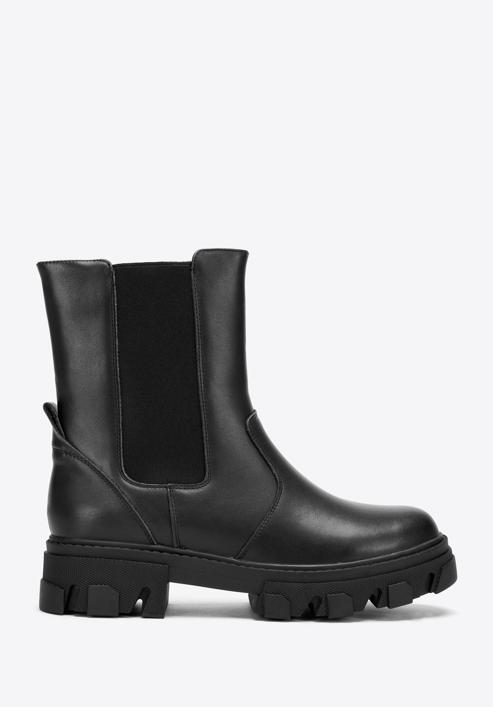 Leather platform ankle boots, black, 97-D-858-Z-38, Photo 1