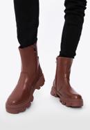 Leather platform ankle boots, cherry, 97-D-858-0-39, Photo 16