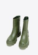 Leather platform ankle boots, green, 97-D-858-Z-38, Photo 2