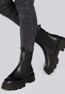 Platform leather Chelsea boots, black, 93-D-970-1-36, Photo 30