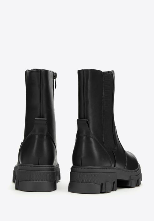 Leather platform ankle boots, black, 97-D-858-3-38, Photo 4