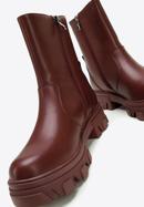 Leather platform ankle boots, cherry, 97-D-858-1-35, Photo 6
