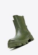 Leather platform ankle boots, green, 97-D-858-3-36, Photo 6