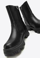 Leather platform ankle boots, black, 97-D-858-1-41, Photo 7