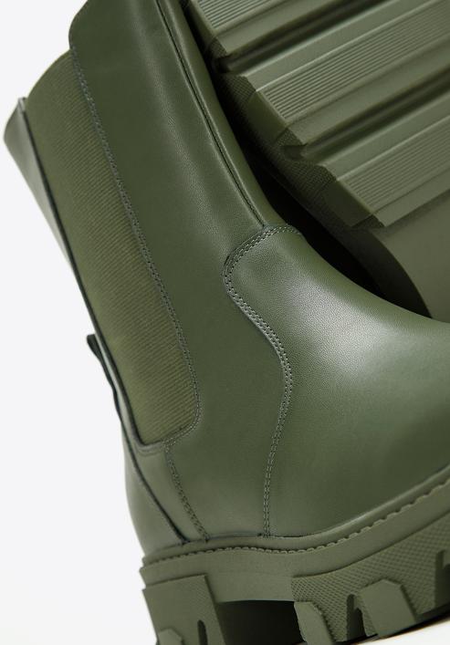 Leather platform ankle boots, green, 97-D-858-3-41, Photo 7