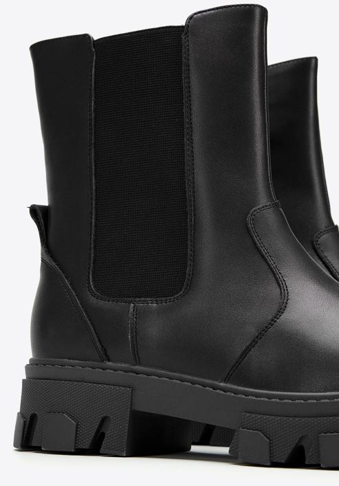 Leather platform ankle boots, black, 97-D-858-1-40, Photo 8