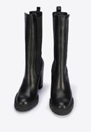 Leather high block heel boots, black, 95-D-802-1-38, Photo 2