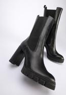 Leather high block heel boots, black, 95-D-802-1-37, Photo 7
