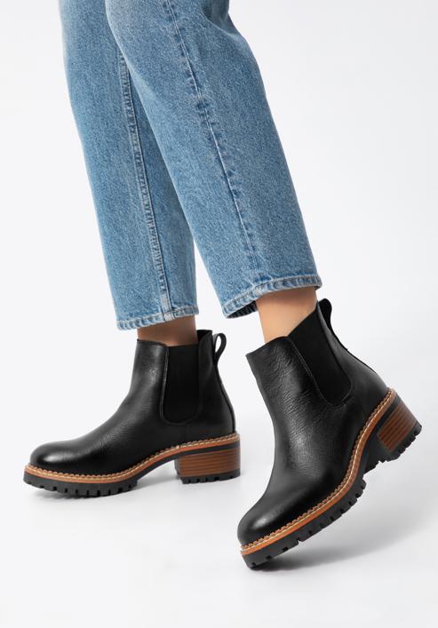 Women's leather Chelsea boots, black, 97-D-305-1-39, Photo 15