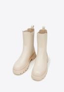 Women's faux leather lug sole boots, cream, 97-DP-803-0-40, Photo 2