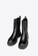 Women's faux leather lug sole boots, black, 97-DP-803-0-40, Photo 2